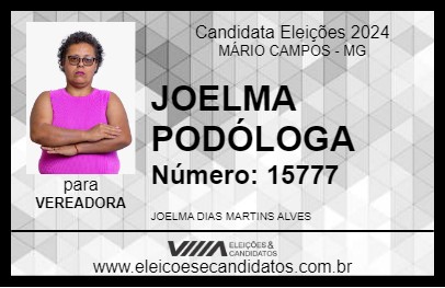 Candidato JOELMA PODÓLOGA 2024 - MÁRIO CAMPOS - Eleições