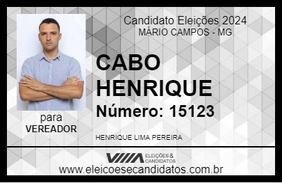 Candidato CABO HENRIQUE 2024 - MÁRIO CAMPOS - Eleições