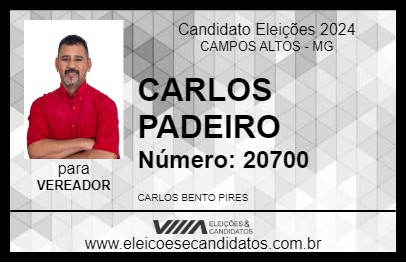 Candidato CARLOS PADEIRO 2024 - CAMPOS ALTOS - Eleições