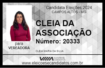 Candidato CLEIA DA ASSOCIAÇÃO 2024 - CAMPOS ALTOS - Eleições