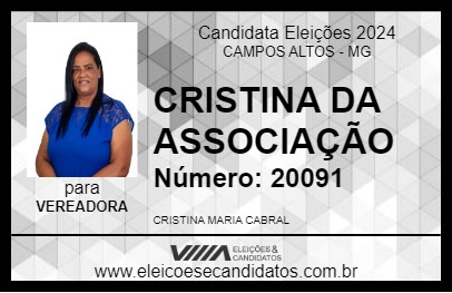 Candidato CRISTINA DA ASSOCIAÇÃO 2024 - CAMPOS ALTOS - Eleições