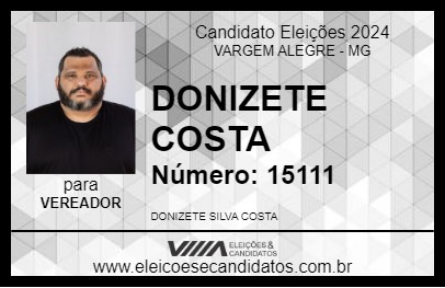 Candidato DONIZETE COSTA 2024 - VARGEM ALEGRE - Eleições