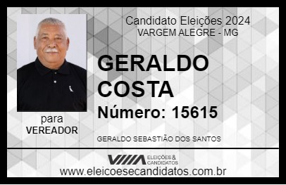 Candidato GERALDO COSTA 2024 - VARGEM ALEGRE - Eleições