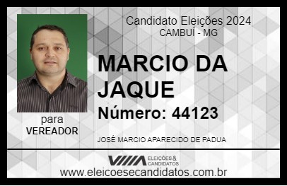 Candidato MARCIO DA JAQUE 2024 - CAMBUÍ - Eleições