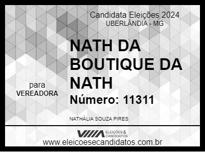 Candidato NATH DA BOUTIQUE DA NATH 2024 - UBERLÂNDIA - Eleições