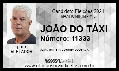 Candidato JOÃO DO TÁXI 2024 - MANHUMIRIM - Eleições