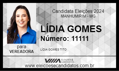 Candidato LÍDIA GOMES 2024 - MANHUMIRIM - Eleições