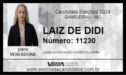 Candidato LAIZ DE DIDI 2024 - GAMELEIRAS - Eleições