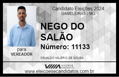 Candidato NEGO DO SALÃO 2024 - GAMELEIRAS - Eleições