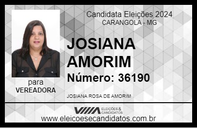 Candidato JOSIANA AMORIM 2024 - CARANGOLA - Eleições