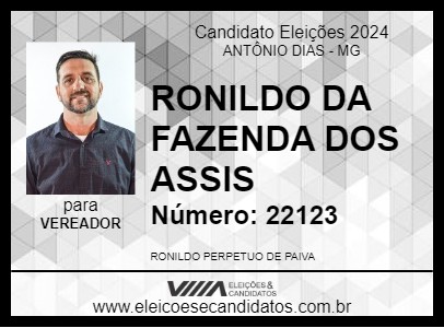 Candidato RONILDO DA FAZENDA DOS ASSIS 2024 - ANTÔNIO DIAS - Eleições