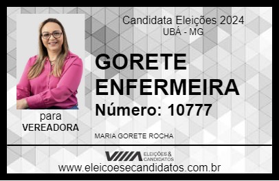 Candidato GORETE ENFERMEIRA 2024 - UBÁ - Eleições