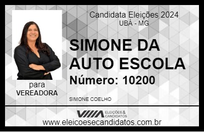 Candidato SIMONE DA AUTO ESCOLA 2024 - UBÁ - Eleições