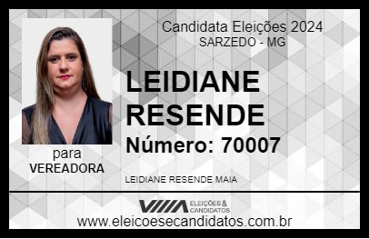 Candidato LEIDIANE RESENDE 2024 - SARZEDO - Eleições