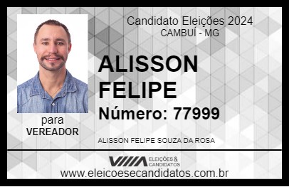 Candidato ALISSON FELIPE 2024 - CAMBUÍ - Eleições