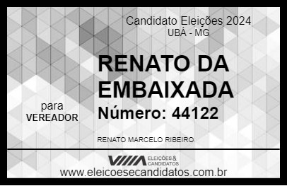 Candidato RENATO DA EMBAIXADA 2024 - UBÁ - Eleições