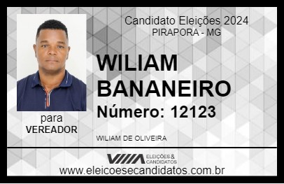 Candidato WILIAM BANANEIRO 2024 - PIRAPORA - Eleições