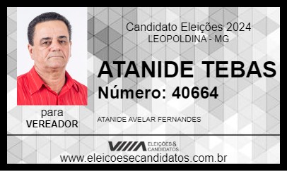 Candidato ATANIDE TEBAS 2024 - LEOPOLDINA - Eleições