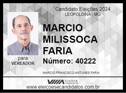 Candidato MARCIO MILISSOCA FARIA 2024 - LEOPOLDINA - Eleições