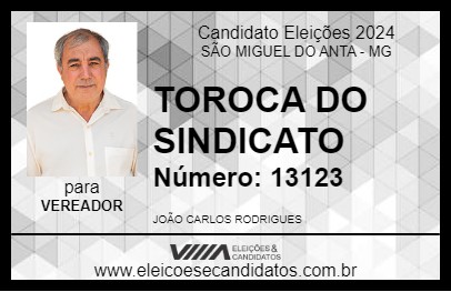 Candidato TOROCA DO SINDICATO 2024 - SÃO MIGUEL DO ANTA - Eleições