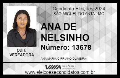 Candidato ANA DE NELSINHO 2024 - SÃO MIGUEL DO ANTA - Eleições