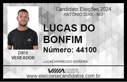 Candidato LUCAS DO BONFIM 2024 - ANTÔNIO DIAS - Eleições