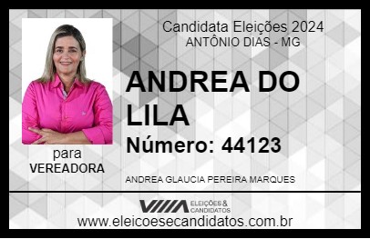 Candidato ANDREA DO LILA 2024 - ANTÔNIO DIAS - Eleições