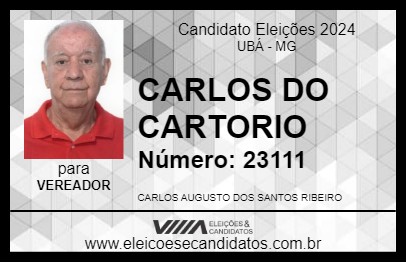 Candidato CARLOS DO CARTORIO 2024 - UBÁ - Eleições