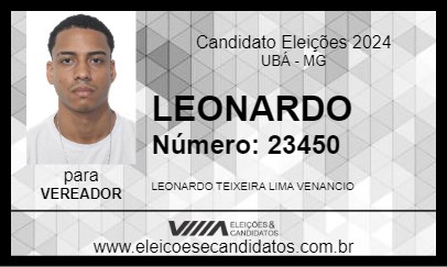 Candidato LEONARDO 2024 - UBÁ - Eleições