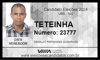 Candidato TETEINHA 2024 - UBÁ - Eleições