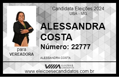 Candidato ALESSANDRA COSTA 2024 - UBÁ - Eleições