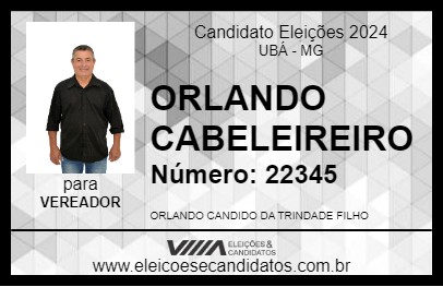 Candidato ORLANDO CABELEIREIRO 2024 - UBÁ - Eleições