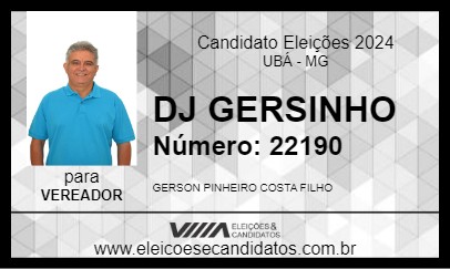 Candidato DJ GERSINHO 2024 - UBÁ - Eleições