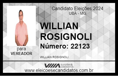 Candidato WILLIAN ROSIGNOLI 2024 - UBÁ - Eleições