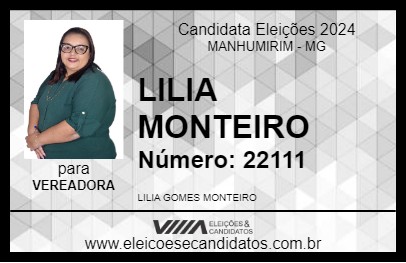 Candidato LILIA MONTEIRO 2024 - MANHUMIRIM - Eleições