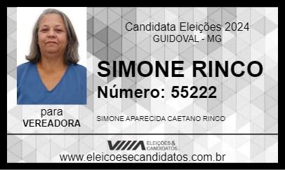 Candidato SIMONE RINCO 2024 - GUIDOVAL - Eleições