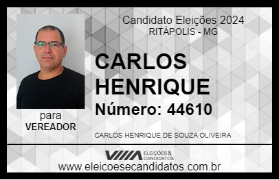 Candidato CARLOS HENRIQUE 2024 - RITÁPOLIS - Eleições