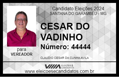 Candidato CESAR DO VADINHO 2024 - SANTANA DO GARAMBÉU - Eleições