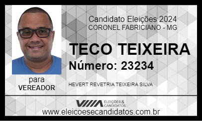 Candidato TECO TEIXEIRA 2024 - CORONEL FABRICIANO - Eleições