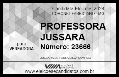 Candidato PROFESSORA JUSSARA 2024 - CORONEL FABRICIANO - Eleições