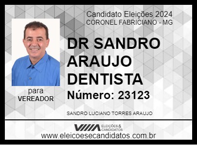 Candidato DR SANDRO ARAUJO DENTISTA 2024 - CORONEL FABRICIANO - Eleições