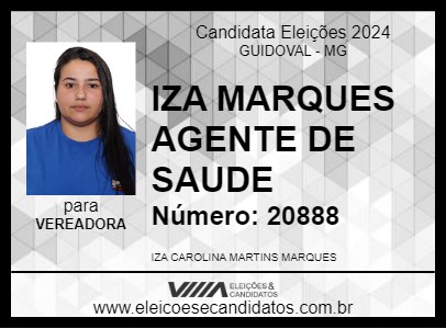 Candidato IZA MARQUES AGENTE DE SAUDE 2024 - GUIDOVAL - Eleições