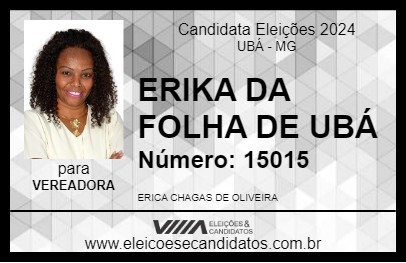 Candidato ERIKA DA FOLHA DE UBÁ 2024 - UBÁ - Eleições