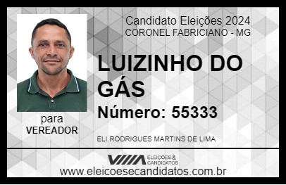 Candidato LUIZINHO DO GÁS 2024 - CORONEL FABRICIANO - Eleições