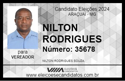 Candidato NILTON RODRIGUES 2024 - ARAÇUAÍ - Eleições