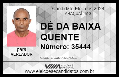 Candidato DÉ DA BAIXA QUENTE 2024 - ARAÇUAÍ - Eleições