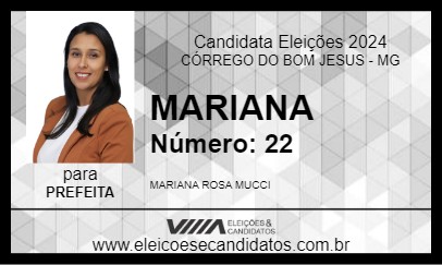 Candidato MARIANA 2024 - CÓRREGO DO BOM JESUS - Eleições