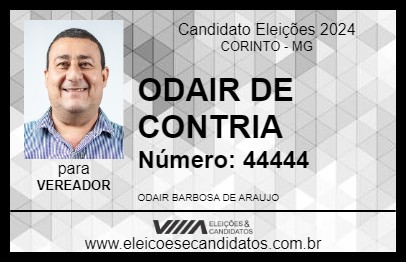 Candidato ODAIR DE CONTRIA 2024 - CORINTO - Eleições