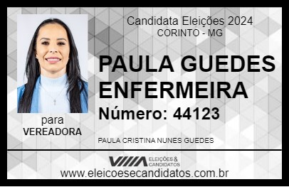 Candidato PAULA GUEDES ENFERMEIRA 2024 - CORINTO - Eleições