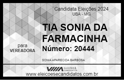 Candidato TIA SÔNIA 2024 - UBÁ - Eleições